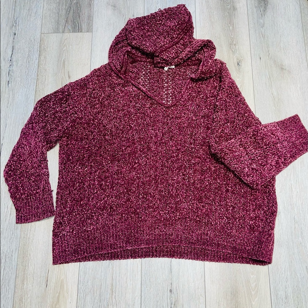 Splendid XL Maroon sweater with a hood